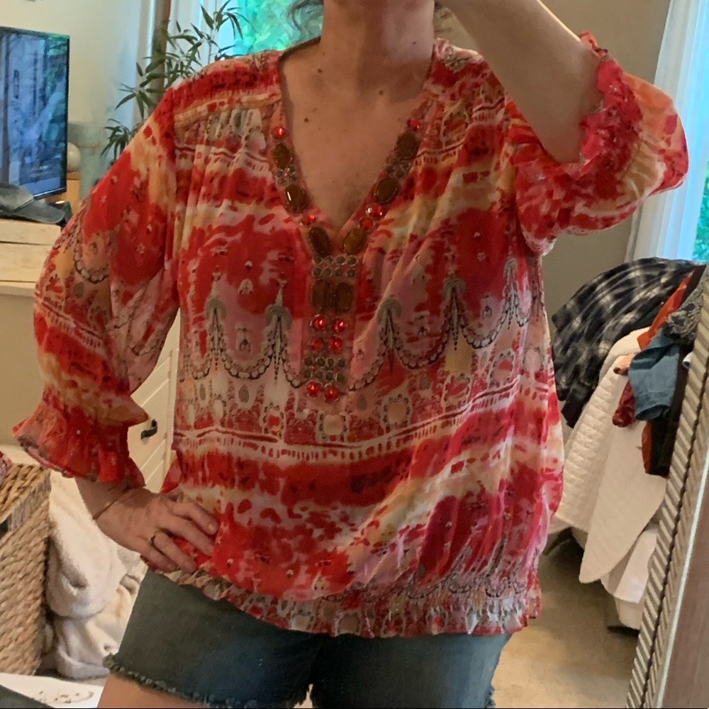 Chiffon blouse gorgeous colors. Cool